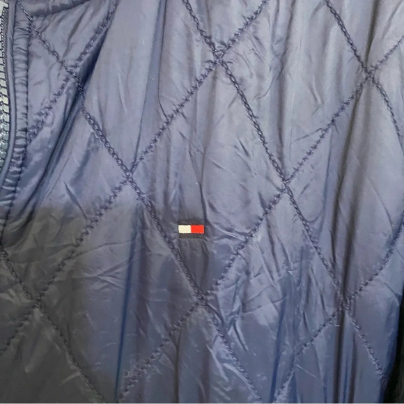 Tommy Hilfiger navy blue quilted puffer bomber style jacket size large poly fill - Picture 4 of 7